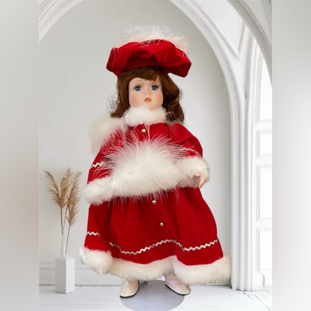Victorian Treasures Special Collection Red and White porcelain Doll Handcrafted